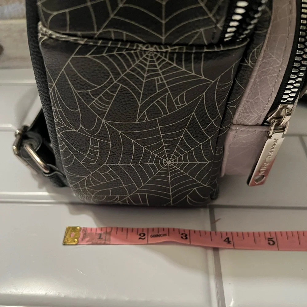 Betsey Johnson Black and Gray Cat spiderweb mini Backpack - Picture 8 of 9